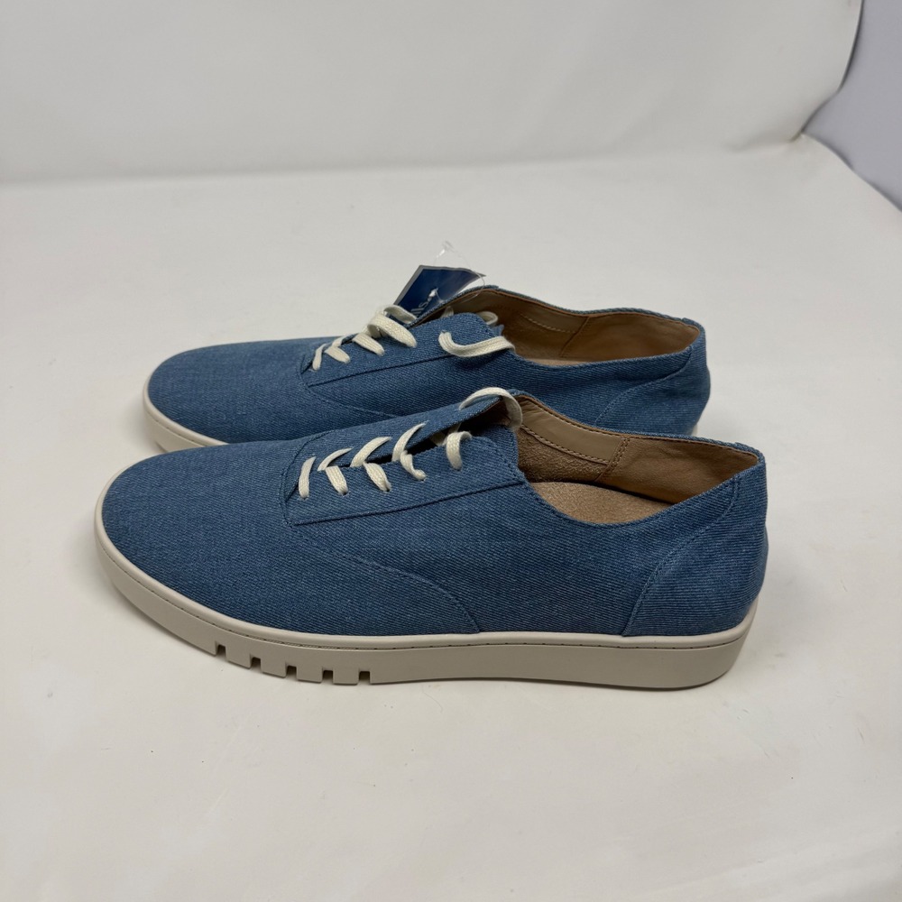 Vionic Callie Blue Denim Textile Lace Up Platform Sneakers Womens 9.5 BD:01-2025